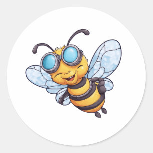 Bee on Honey Jars Classic Round Sticker
