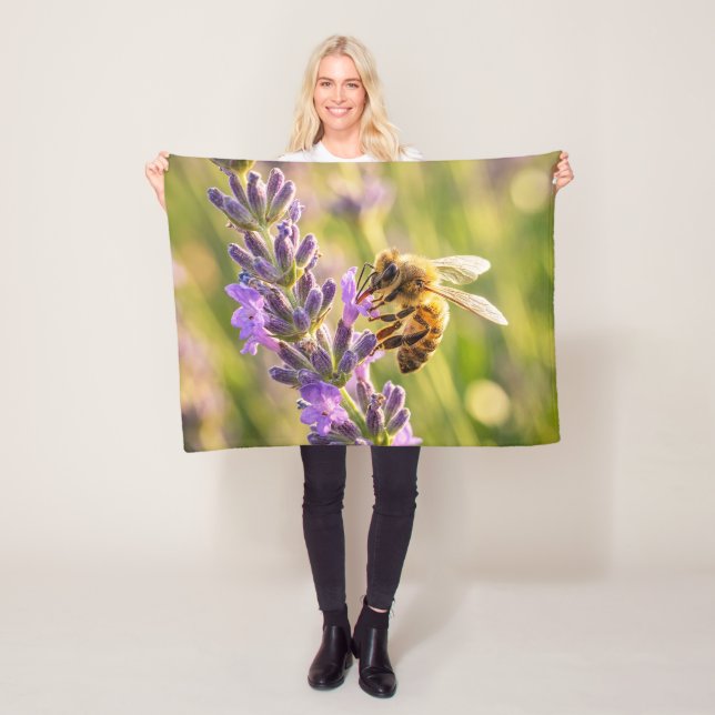 Bee on Lavender Fleece Blanket (In Situ)
