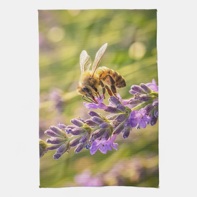 Bee on Lavender Kitchen Towel (Vertical)
