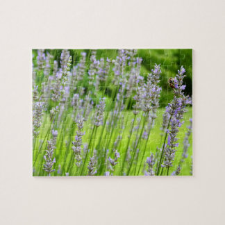 Bee on Lavender Summer Floral Jigsaw Puzzle