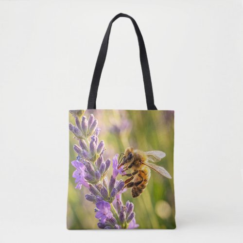Bee on Lavender Tote Bag
