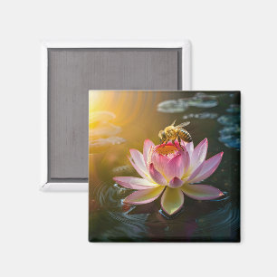 Bee on Lotus Flower Magnet
