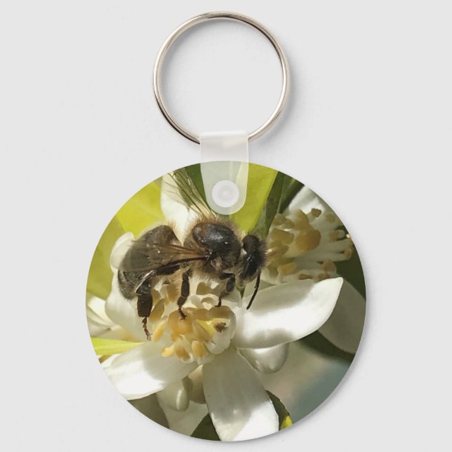 Bee on Orange Blossom Keychain (Front)