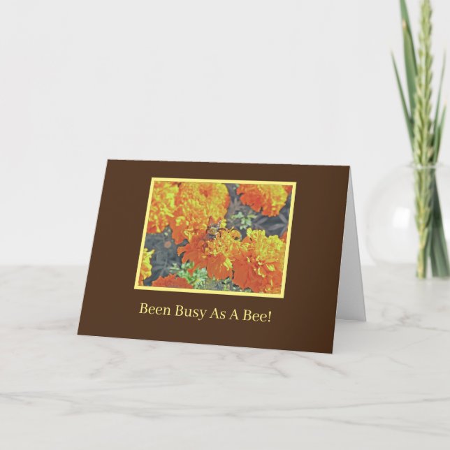 BEE ON ORANGE CHRYSANTHEMUM/BEEN BUSY AS A BEE CARD (Front)