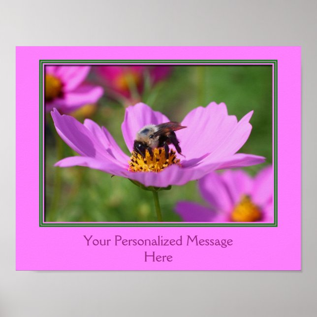 Bee On Pink Cosmos Flower Create Your Own Poster (Front)