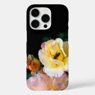 Bee on Pink Yellow Roses Flowers iPhone 16 Pro Case