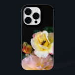 Bee on Pink Yellow Roses Flowers iPhone 14 Pro Case<br><div class="desc">Bee on Pink Yellow Roses Flowers. I photographed it in my garden.
Photo by Krisi ArtKSZP ,  More Photo Phone Case in Store Category >>> Nature photography >>> Insects >>> Phone Case</div>