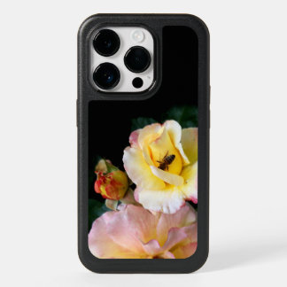 Bee on Pink Yellow Roses Flowers OtterBox iPhone 14 Pro Case