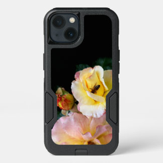 Bee on Pink Yellow Roses Flowers iPhone 13 Case