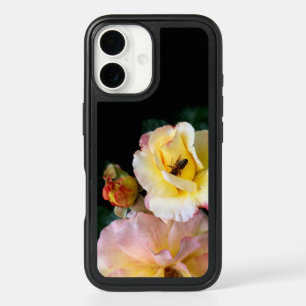   Bee on Pink Yellow Roses Flowers iPhone 16 Case