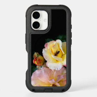 Bee on Pink Yellow Roses Flowers iPhone 16 Case