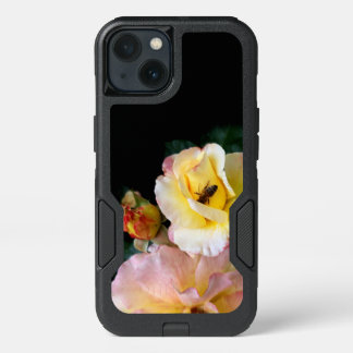 Bee on Pink Yellow Roses Flowers iPhone 13 Case