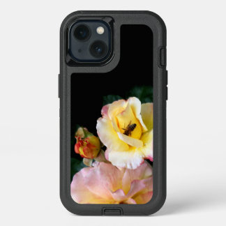 Bee on Pink Yellow Roses Flowers iPhone 13 Case