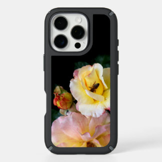 Bee on Pink Yellow Roses Flowers iPhone 16 Pro Case