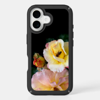 Bee on Pink Yellow Roses Flowers iPhone 16 Case