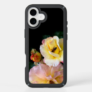 Bee on Pink Yellow Roses Flowers iPhone 16 Plus Case