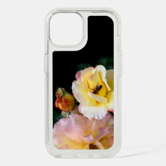 Bee on Pink Yellow Roses Flowers iPhone 15 Case