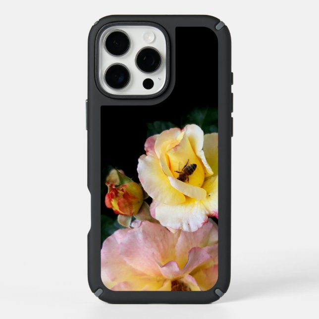  Bee on Pink Yellow Roses Flowers Speck iPhone Case (Front)