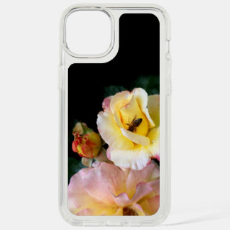 Bee on Pink Yellow Roses Flowers iPhone 15 Plus Case