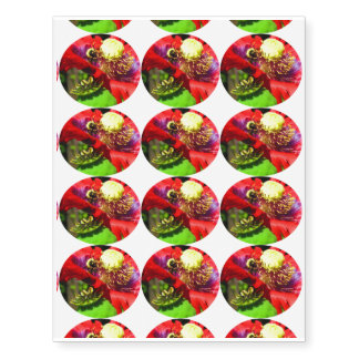 Bee on Poppy 12 per sheet Temporary Tattoos