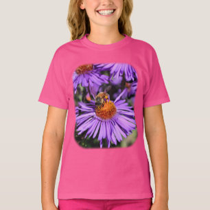Bee On Purple Aster Flower Nature T-Shirt