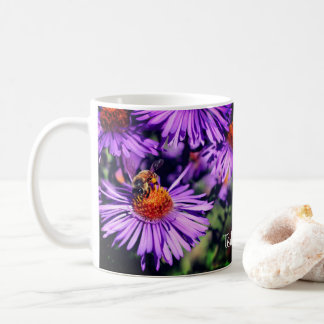 Bee On Purple Aster Flower Personalized Coffee Mug
