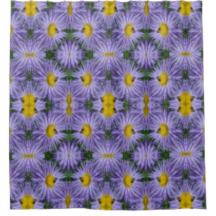 Bee On Purple Aster Flowers Nature Art Pattern Shower Curtain