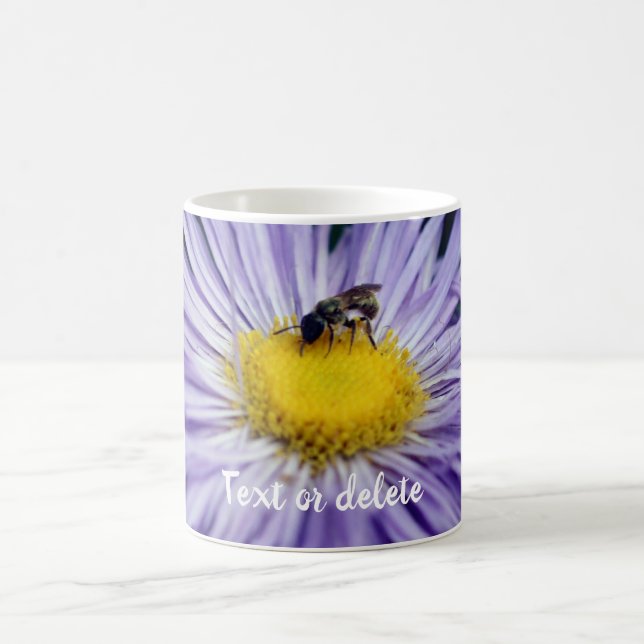 Bee On Purple Daisy Flower Personalized Coffee Mug (Center)
