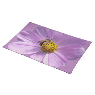 Bee on purple flower cloth placemat