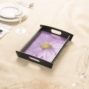 Bee on purple flower serving tray