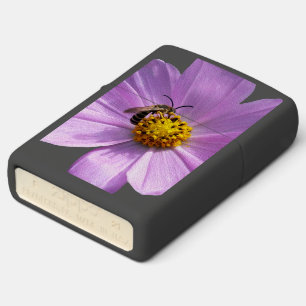 Bee on purple flower zippo lighter