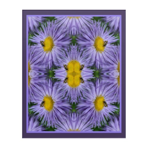 Bee On Purple Flowers Nature Abstract Acrylic Print