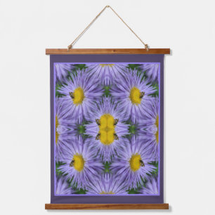 Bee On Purple Flowers Nature Abstract Hanging Tapestry