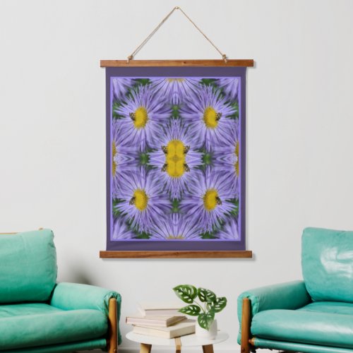 Bee On Purple Flowers Nature Abstract Hanging Tapestry