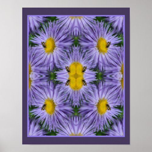 Bee On Purple Flowers Nature Abstract Poster