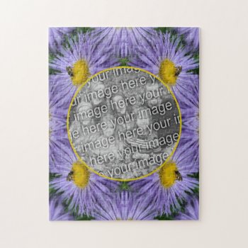 Bee On Purple Flowers Nature Frame Add Your Photo Jigsaw Puzzle by SmilinEyesTreasures at Zazzle