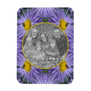 Bee On Purple Flowers Nature Frame Add Your Photo Magnet by SmilinEyesTreasures at Zazzle