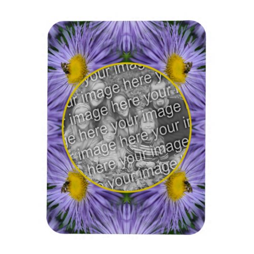 Bee On Purple Flowers Nature Frame Add Your Photo Magnet