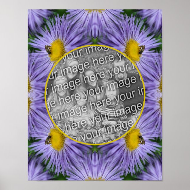Bee On Purple Flowers Nature Frame Add Your Photo Poster (Front)