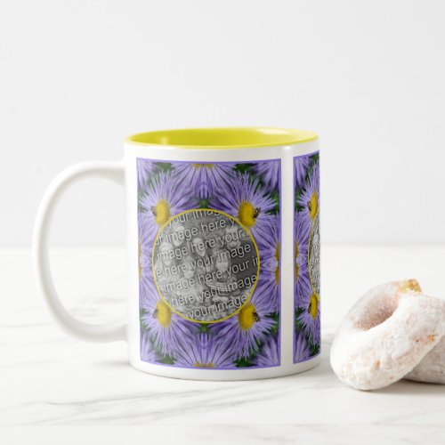 Bee On Purple Flowers Nature Frame Add Your Photo Two_Tone Coffee Mug