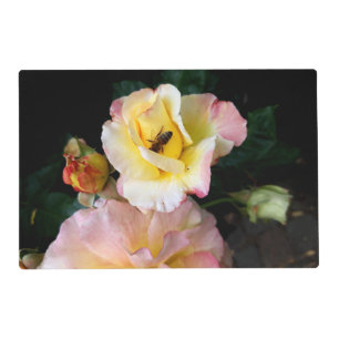 Bee on Roses Flowers Pet Mat