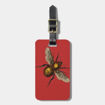 Bee On Scarlet Luggage Tag by WickedlyLovely at Zazzle