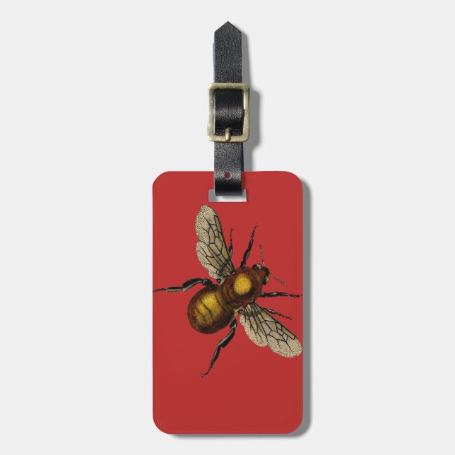 Bee on Scarlet Luggage Tag (Front Vertical)