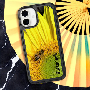 Bee On Sunflower Close Up Photograph CUSTOM iPhone 16 Plus Case