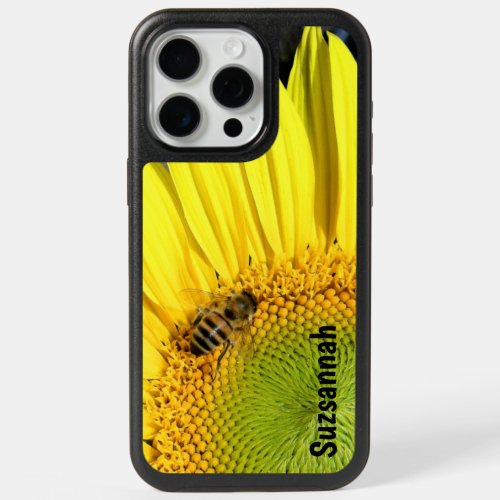 Bee On Sunflower Close Up Photograph CUSTOM iPhone 15 Pro Max Case