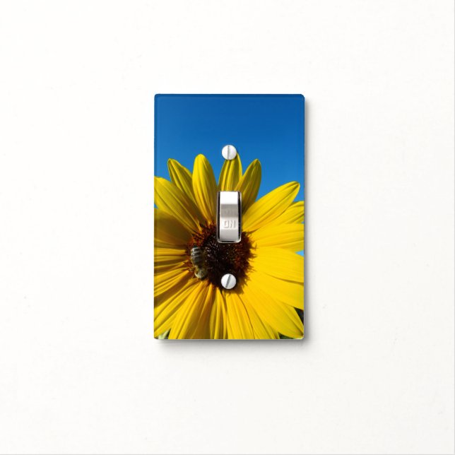 Bee on Sunflower Light Switch Cover (In Situ)
