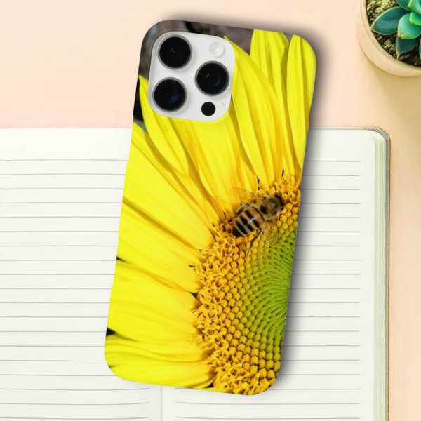 Bee On Sunflower Quarter Close-Up Photograph