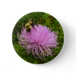 Bee on Thistle Flower Button