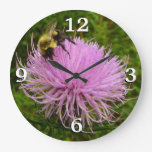 Bee on Thistle Flower Large Clock