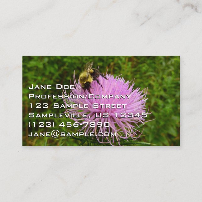 Bee on Thistle Flower Nature Business Card (Front)